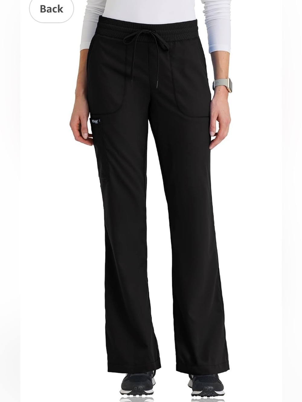 Black Women's Drawstring Wide-Leg Scrub Pants